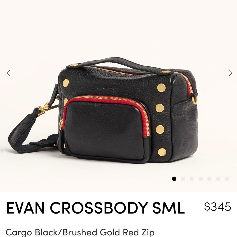 Hammitt Evan Crossbody Black with Gold and Red Accents